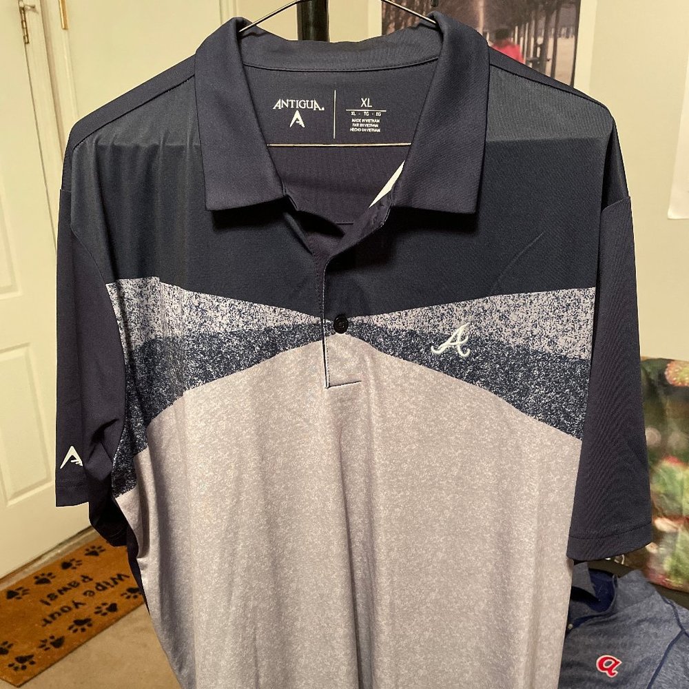 Atlanta Braves Antigua Polo Navy/Gray XL